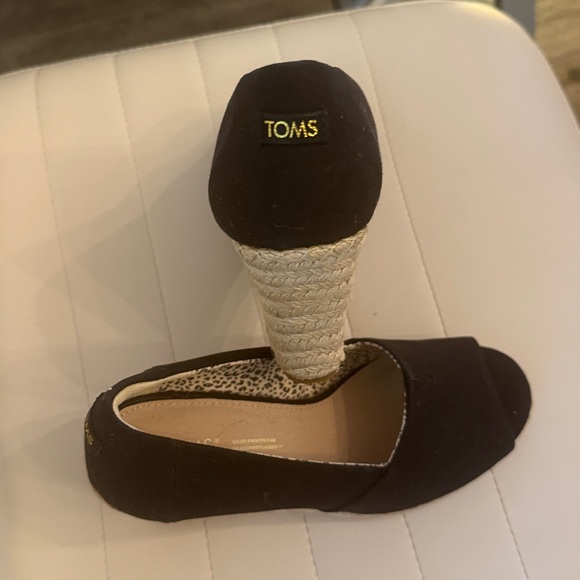 TOMS Black Canvas Michelle Wedge Espadrilles 7.5 - Picture 3 of 7
